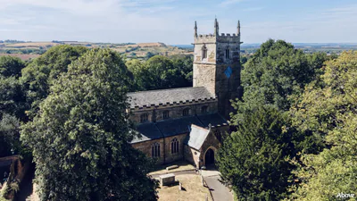 Aerial photograph of the church in Caistor, Lincolnshire.