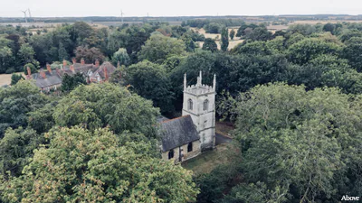 Aerial photograph of the church in Healing, Lincolnshire.