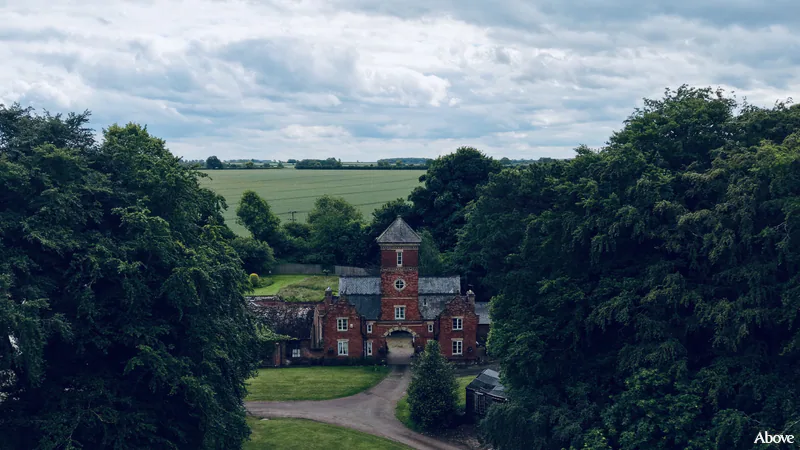Aerial photograph of Oaklands Hall Gatehouse near Laceby.