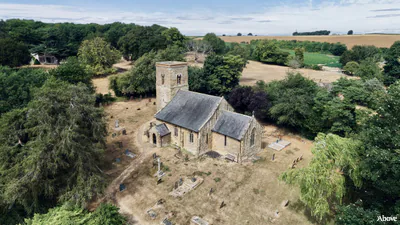 Aerial photograph of the church in Rothwell, Lincolnshire.