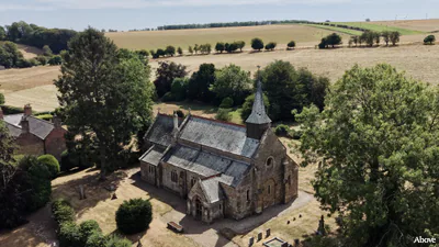 Aerial photograph of the church in Thoresway, Lincolnshire.