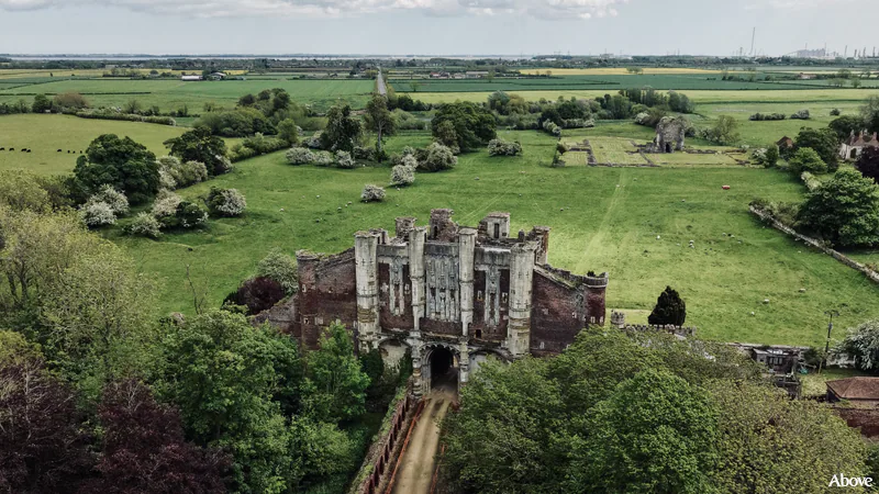Aerial photograph of Thornton Abbey Gatehouse in Lincolnshire.